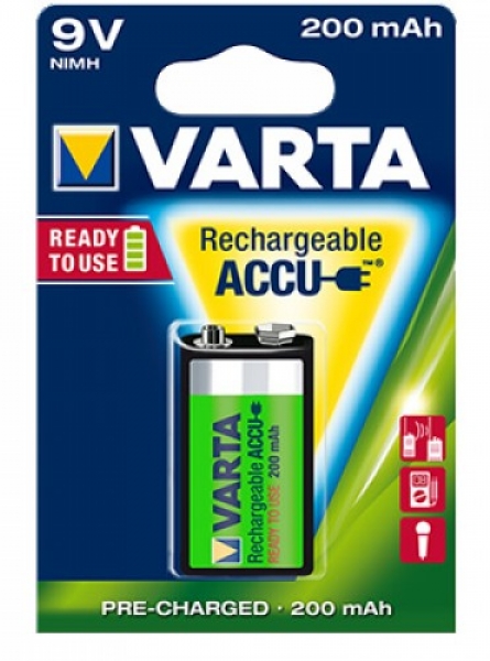 Accu 9V 200 mah rechargeable varta